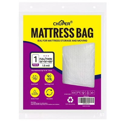 CHUPER Full/Twin XL/Twin Mattress Bags for Moving, XL, Clear 