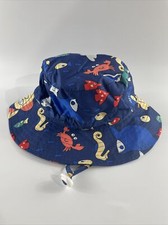 Kids Bucket Hat Blue Ocean Animals Swim / Beach/ Pool Hat. Age 4-8. New