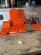 NERF GUN CLIPS and BULLETS Lot - 7 Clips and A Bag Of Mixed Color Bullets