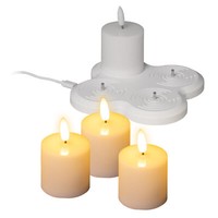 Led Akku Kerze + Ladestation 4Er Set - 5X5 Cm - Weihnachten Hochzeit Tisch Deko