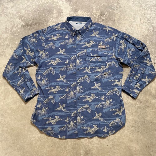 Columbia PHG Mens XL Sharptail Flannel Cast N Blast Fish Hunt Long Sleeve Shirt