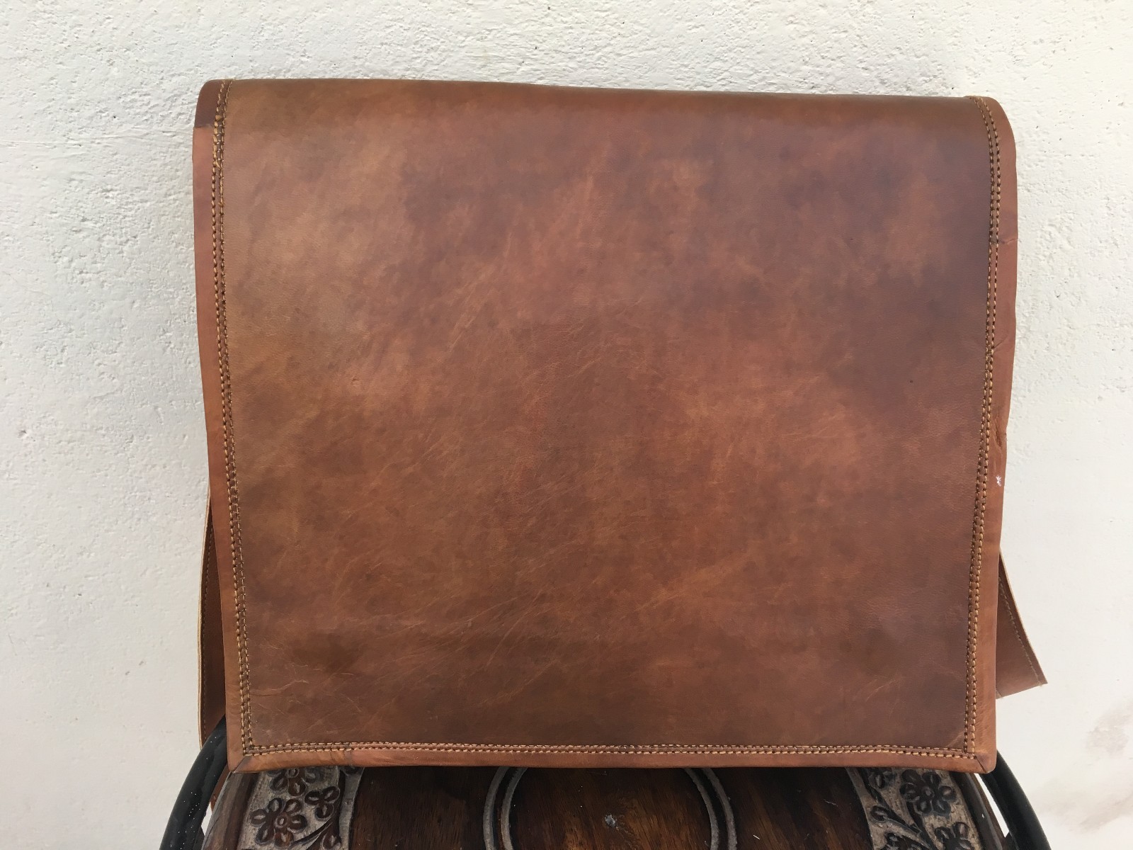 old leather satchel