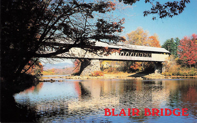 BLAIR COVERED BRIDGE IN FALL POSTCARD CAMPTON NH NEW HAMPSHIRE 1970s GREETINGS