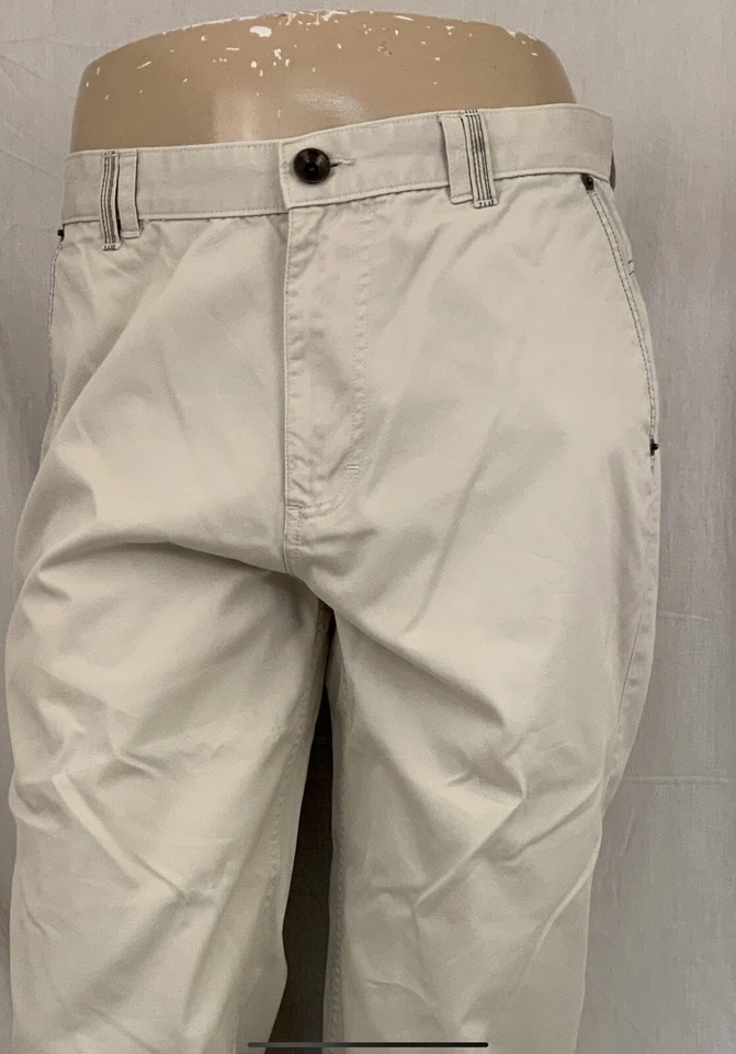 Pantalones Allen Solly 35x33 Beige 100% Algodón Frente Plano Hechos en India YGI Y1-973 Foto 3 de 4