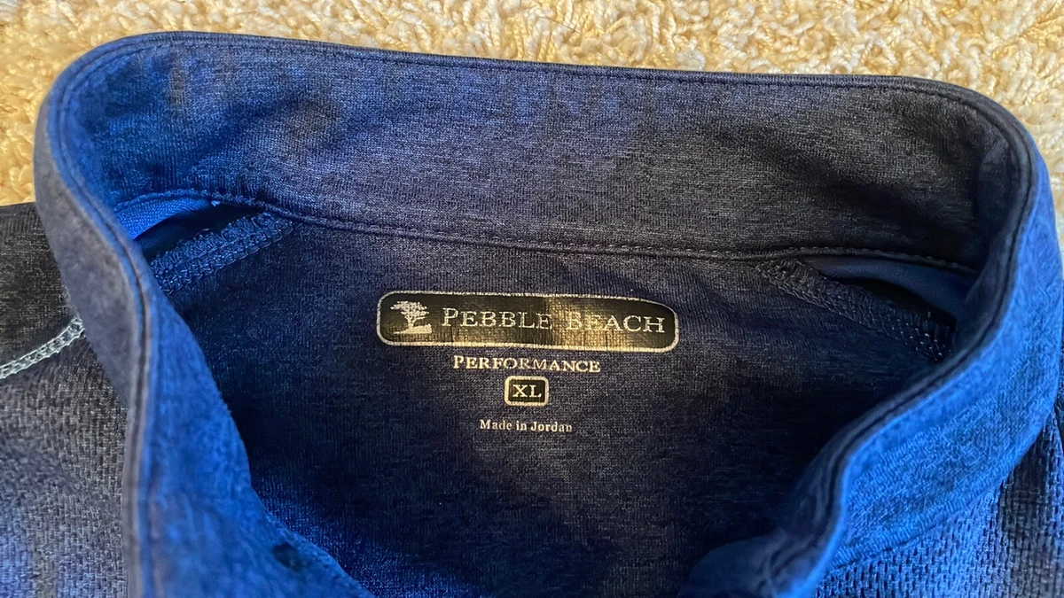 Pebble Beach Performance Mens Quarter Zip Pullover Long Sleeve Blue Size L