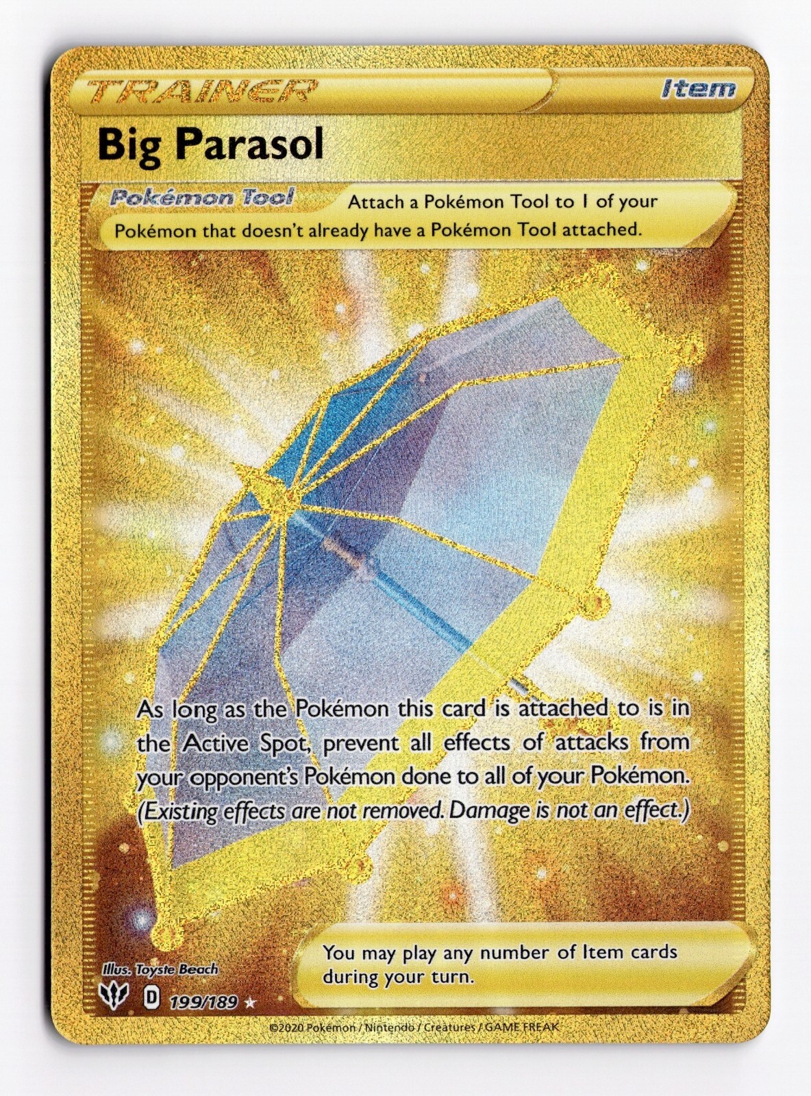 Big Parasol Gold Secret 199/189 - Pokemon Card Darkness Ablaze - Near Mint