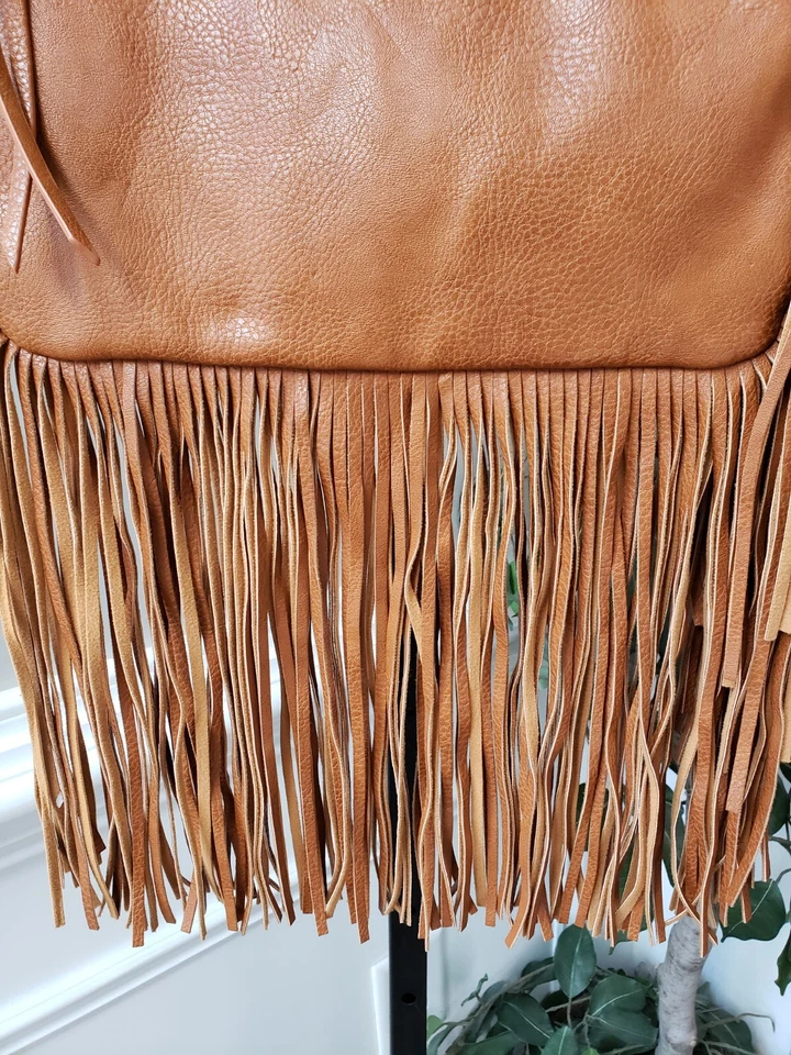 Bandolera Carlos Santana Mujer Marrón Poliuretano Forrado Flecos Correa para el Hombro Foto 4 de 4