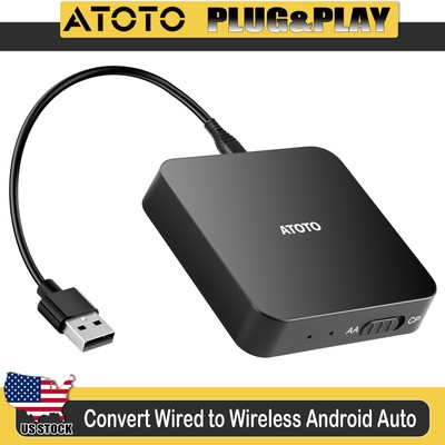 ATOTO Wireless Android Auto Adapter for Car Stereo with Wired Android Auto USB