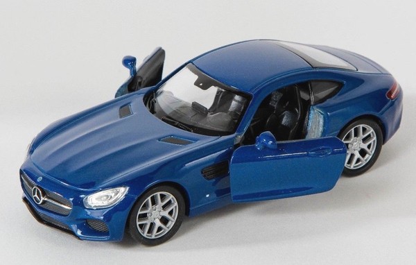 Blitz Versand Mercedes Amg Gt Blau / Blue Welly Modell Auto 1:34 Neu & Ovp-image