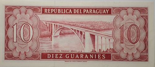 1952 Banco Central Del Paraguay Diez Guaranie A16107428 cartamoneta - Foto 2 di 4