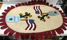 pRiMiTiVe Wool Applique Penny Rug Mat Patriotic Mason Jars Sunflowers Handmade