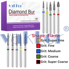 Vakker® 10pc/pk Diamond Burs Flame Diamond Bur Super Fine Medium Coarse