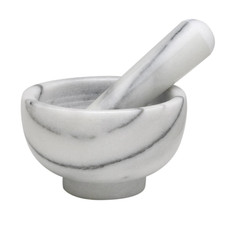 HIC Mortar and Pestle Spice Herb Grinder Pill Crusher Set, Solid Carrara Marble,