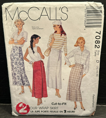 McCalls 2 HR Wrap Skirt Cut -T0-Fit Pattern 7082 WMS SZ 12-16