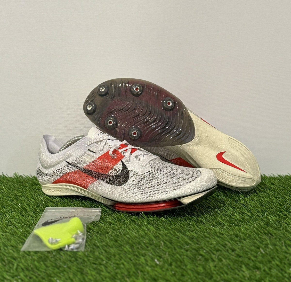 NEW! Nike Men's Air Zoom Victory EK Track Spikes White Red FJ0668