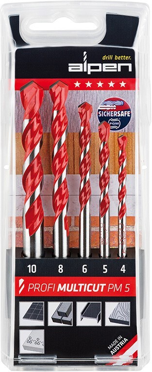 ALPEN PUNTE   92290 MULTICUT UNIVERSALI MM. 4-5-6-8-10 PZ.5 PEZZI COD.FI92290