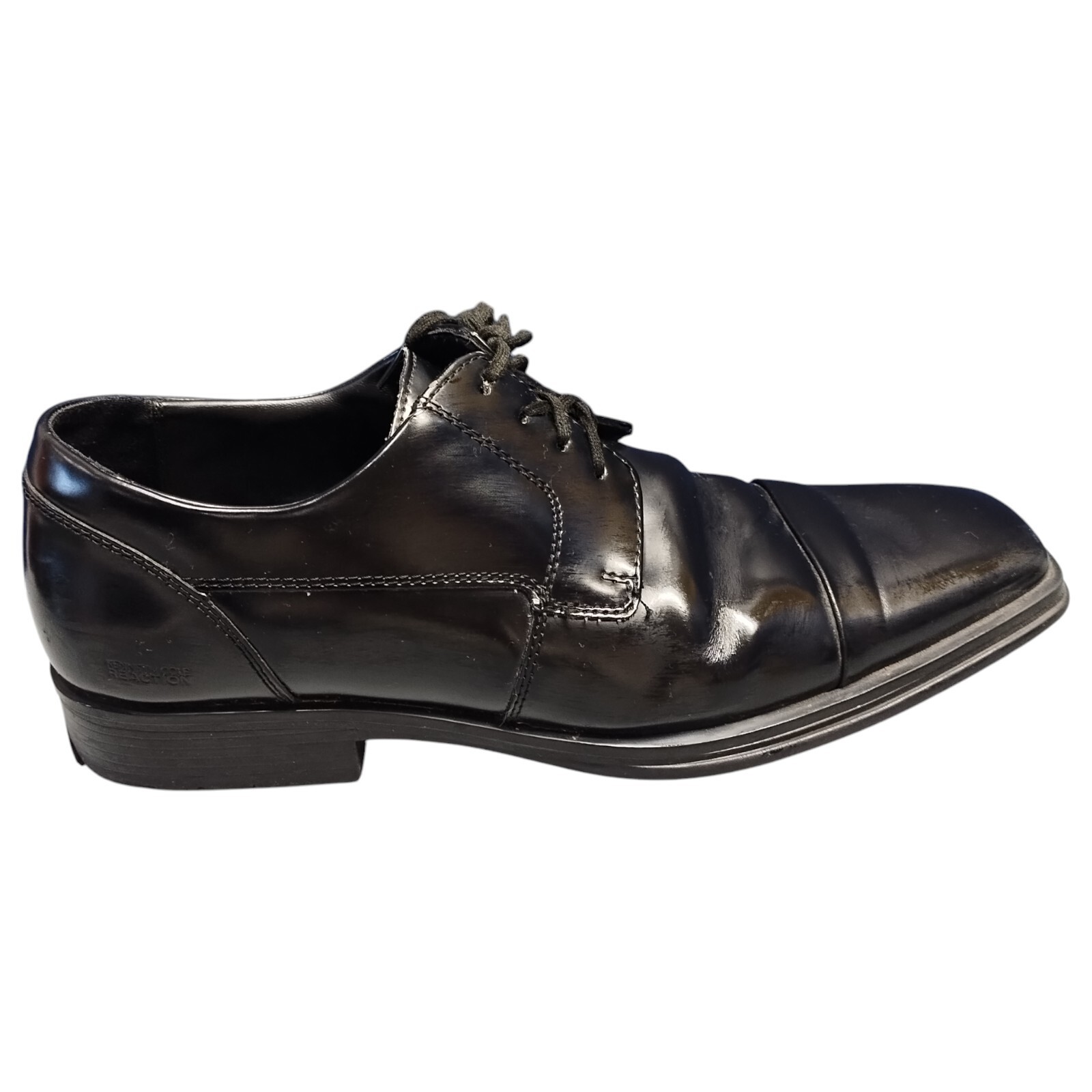 SAOLA Scarpe eleganti Kenneth Cole Reaction da uomo taglia 9 5 nere in pelle punta quadrata stringate