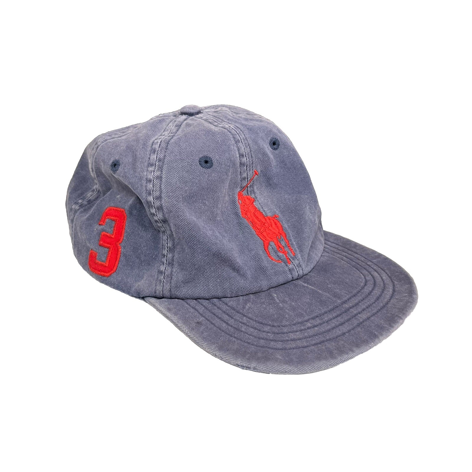 Polo Ralph Lauren Uomo Big Pony #3 Chino Strap Cappello Berretto a Palla Blu Rosso