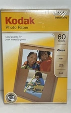 Kodak Photo Paper Instant Dry Gloss 60 sheets 4"x6" 44 lb 6 Mil New