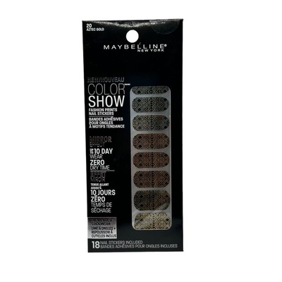 Maybelline Color Show ''Aztec Gold'' #20 Fashion Prints Nail Stickers 18 CT