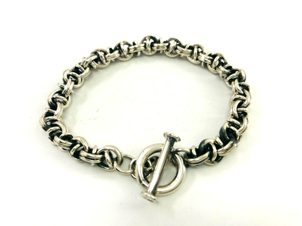 アクセサリー TAXCO SILVER MEDIUM CHAIN BRACELET Handmade Taxco Mexican 925 Sterling Silver Chain Bracelet