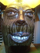 Cleater & Billie Meaders Southern Primitive Folk Art Pottery Large Face Jug Lamp