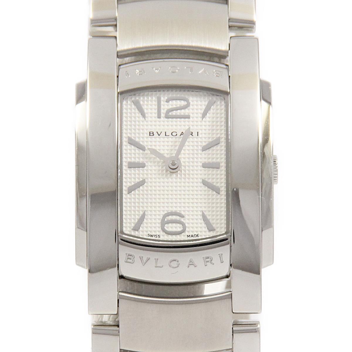 Wristwatch USED BVLGARI Assioma women quartz silver white diamond Square