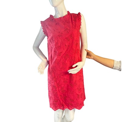 Kate Spade Butterfly Eyelet Shift Mainline Dress Dark Coral Size 6 