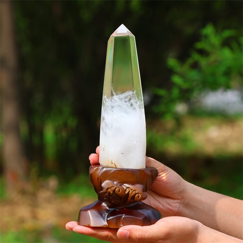 750g Natural Clear Quartz Crystal Obelisk Reiki Crystal Furniture Wand Point - Picture 17 of 22