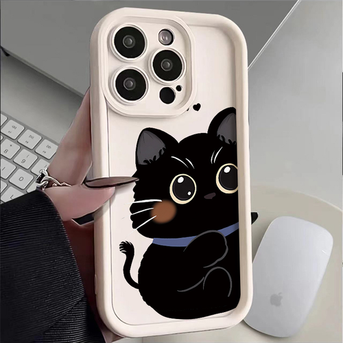 Case For iPhone 15 Pro Max 14 11 12 13 XR XS 7 8 Plus Cartoon Cat Pattern Cover