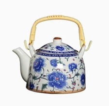 Chinese Style Teapot Tea Kettle Tea Blue White Floral 