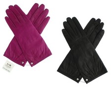 Coach Women's Leather Gloves 80941, Long Pleated Coach Stud Logo Gloves