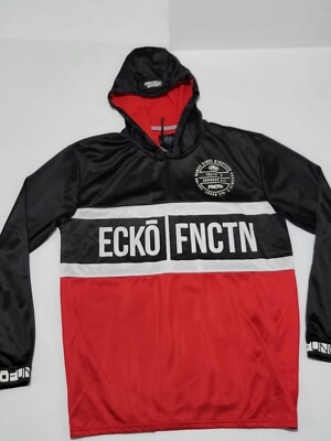 (#30) Ecko Function Hooded Sweatshirt Hoodie Pullover Size Men's Larg Black Red