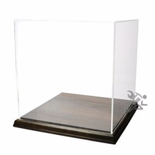 Clear Acrylic Display Case with Solid Walnut Base 8" x 8" x 8" ID