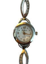 Studio Womens 7 Silvertone Watch Rhinestone B...