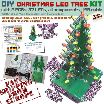 Diy Christmas Led 3d Tree Kit Flashing Starter Electronics Users Ships From Eu Ebay