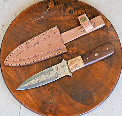 HandMade Damascus Hunting Boot Knife - Hand Forged Damascus Sharp Blade 2329