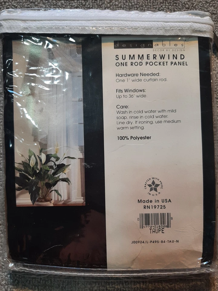 Designables Summerwind One Rod Pocket Panel Curtain Taupe 60"W X 84" L - Image 2 of 2