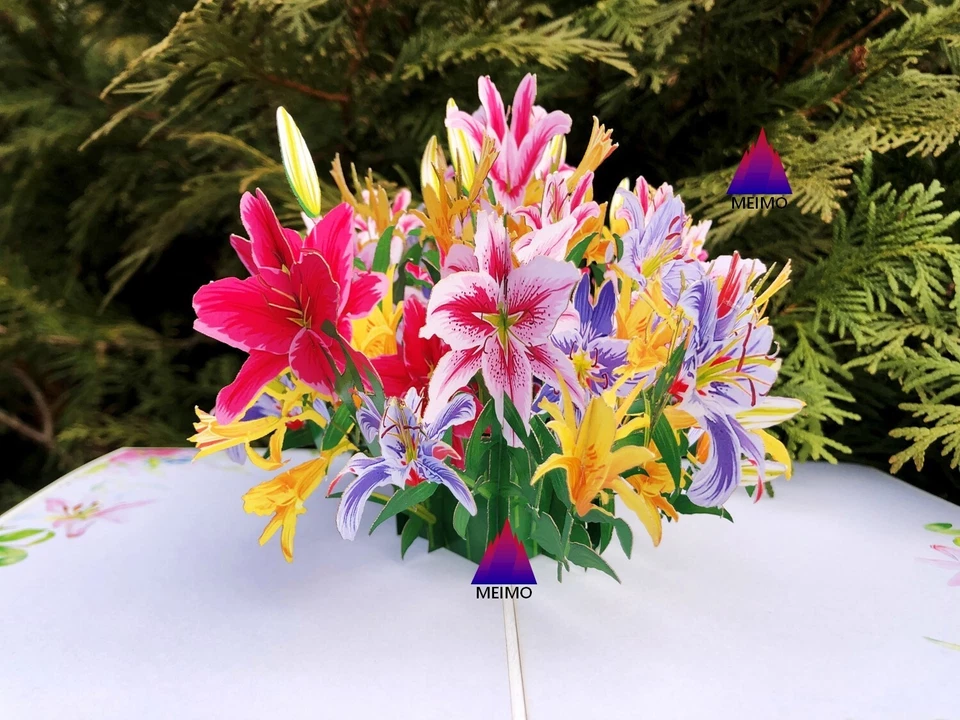 3D всплывающая поздравительная открытка цветок цветочный день рождения мать любовь юбилей природа - Изображение 3 из 4