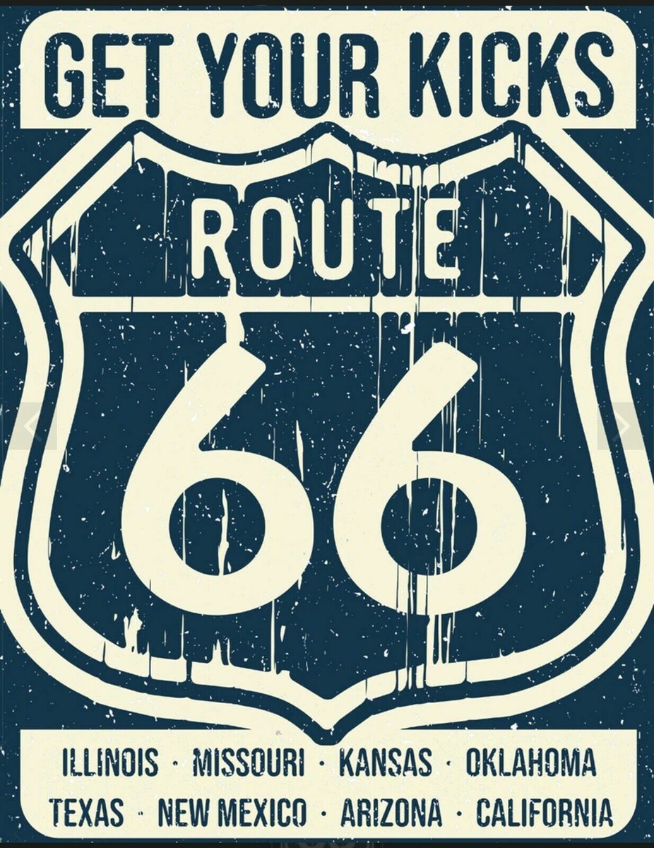 Route 66 States Metal Tin Sign Kicks Home Garage Bar Shop Wall