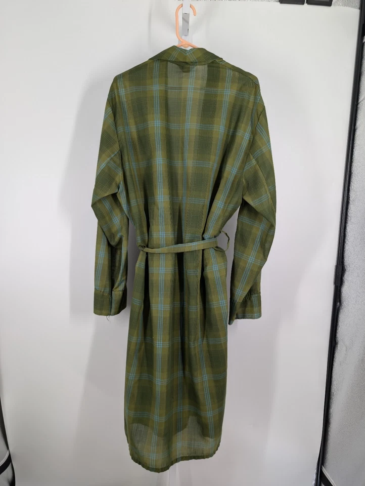 Bata a cuadros verde atómica informal Royal Crest vintage años 60 XL 46 Rockabilly con cinturón Foto 2 de 4