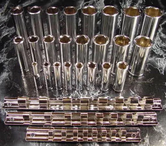 27pc METRIC DEEP CHROME SOCKET SET with HOLDER TOOL 1/4 3/8 1/2" drive ratchet - Image 2 of 2