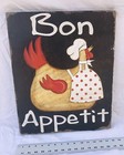 Sign,Advertisement Sign, Chicken Bon Appetite Wall Sign 15x19” Inch Rustic Style