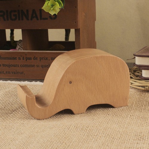  Wooden Elephant Shape Phone Holder Decorative Desktop Cell Phone Stand Portable - 第 1/12 張圖片