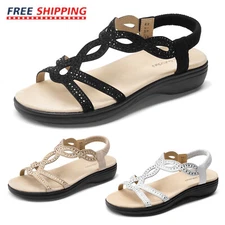 Women Arch Support Flat Sandals Classic Summer Beach City Office Walking Sandals