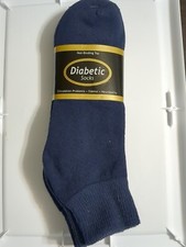   3 pr. Men's Navy Blue Diabetic 1/4 crew socks, size 13-15  