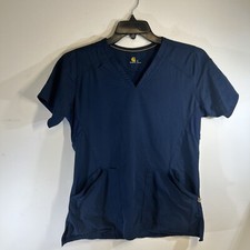 Carhartt Force Scrub Top Women  s Small Navy V-Neck Medical Uniform Pockets