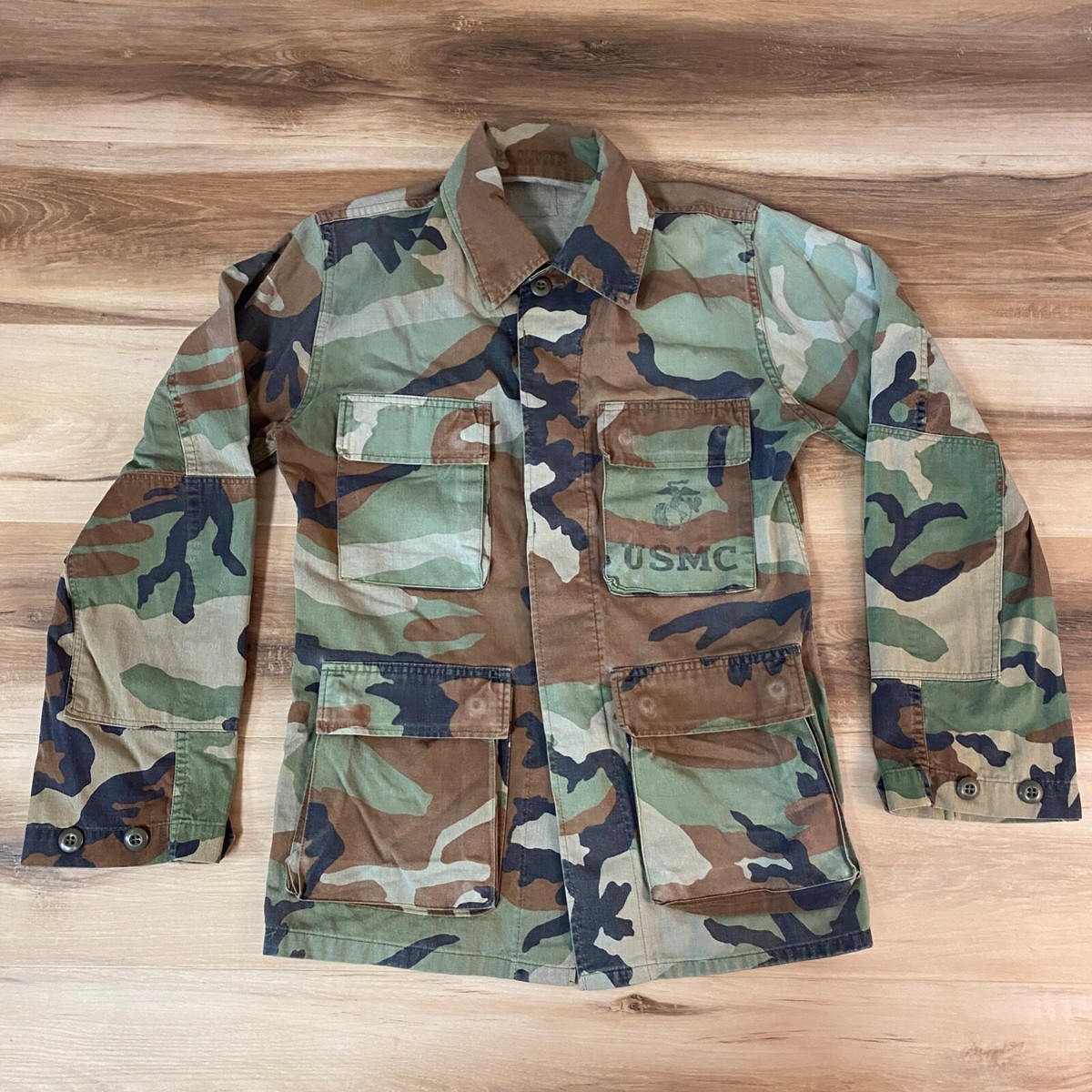 USMC Marines Field Jacket Mens Small Woodland Camo Summer Weight