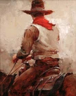 Wall art Cowboy horseback Oil painting HD Printed canvas Giclee