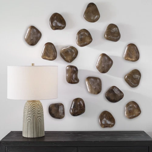 Uttermost Pebbles Walnut Wood Wall Décor S/9 - Picture 2 of 3